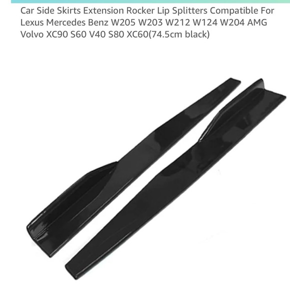Car Side Skirts Extension Rocker Lip Splitters Universal 74.5cm Black - Picture 1 of 5